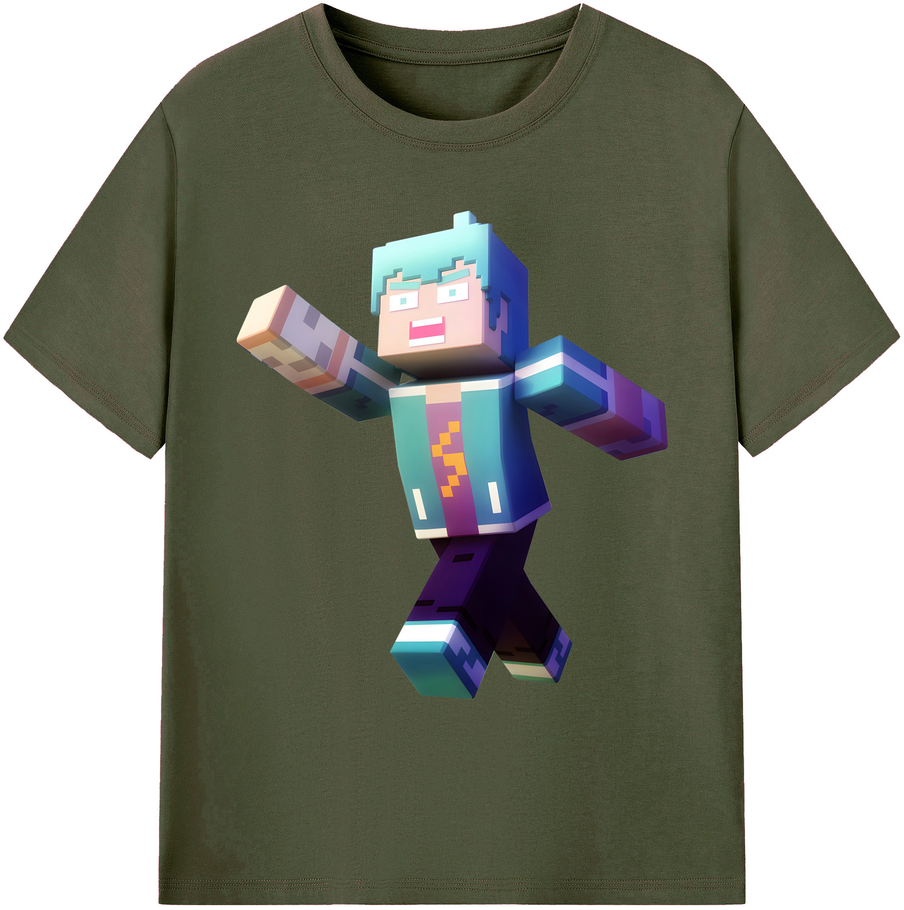 （画像用） マインクラフト ブロックの世界 Minecraft MC Block world 綿100％ メンズ半袖Tシャツ｜肌触りやわらか＆通気性